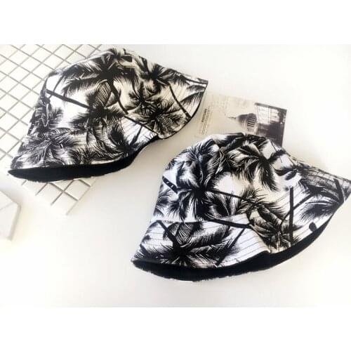 Harajuku retro simple coconut canvas fisherman hat for men and women leisure sun protection both sides wear basin hat tide