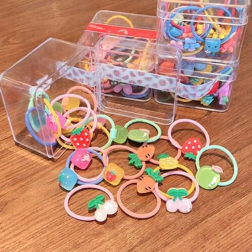 10/20 Pcs/Box Children Cute Cartoon Fruit Flower Elastic Hair Bands Girl Baby Sweet Scrunchies Rubber Bands Kid Hair Accessories