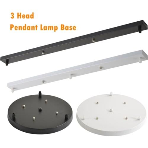 Led Pendant Lamp Light Base Hanging Lighting 3 Head Base Plate Black White Long Round Ceiling Lighting Accessories 30mm/50mm