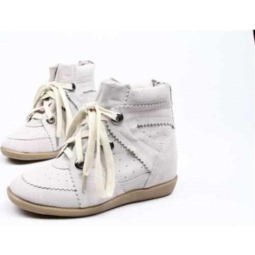 High-end Winter Solid Cow Leather Flat Casual Shoes Height Increasing Lace Up Candy Flats Woman Round Toe Leisure Party Shoes