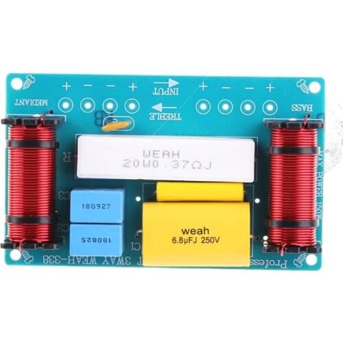 WEAH-338 3 Way 120W Speaker Audio Frequency Divider High Medium Low Loudspeaker Crossover Filter Kit