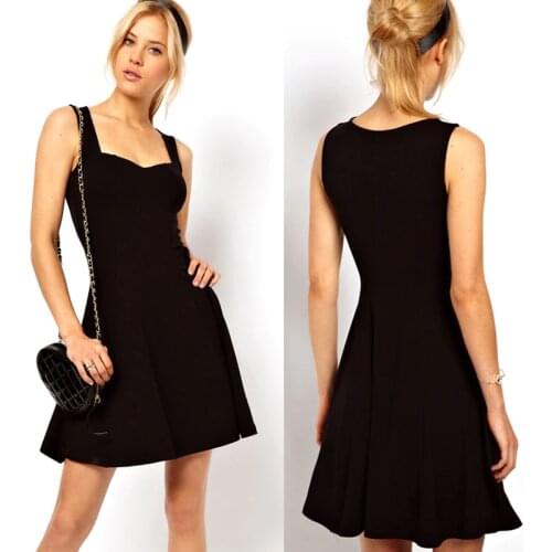 Fashion Vintage Dresses Casual Elegant Women Summer Dress Sleeveless V-Neck Knee-Length Dress Beach Party Skater Dress