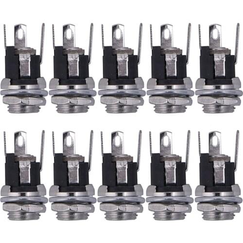 10pcs DC Power Supply Jack Socket Female Panel Mount Connector 5.5*2.1mm New