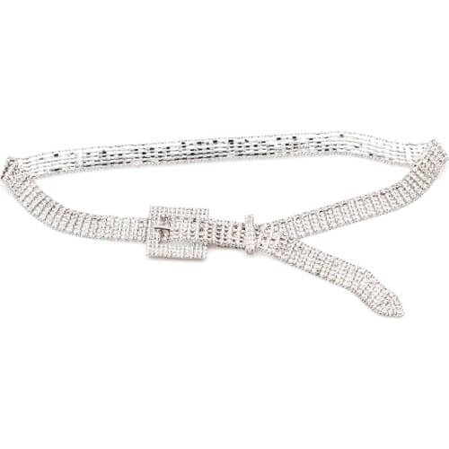 10Pcs/lot Fashion Women Full Rhinestone Shiny Waistband Casual Party Dress Belt Chain