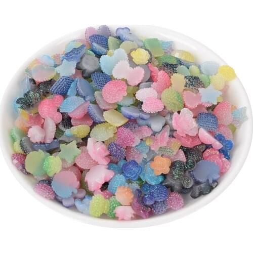 100Pcs Mixed Resin Flower Cabochon Flatback Decoration Multicolor Embellishments For Scrapbooking DIY Craft Supplies Accessories