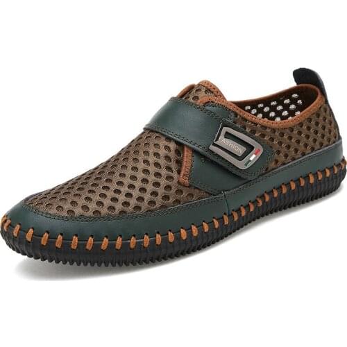 2021 Summer Shoes Men Flats Loafers Breathable Casual Chaussure Homme Real Leather Driver Moccasins Loafer casual Men Shoes