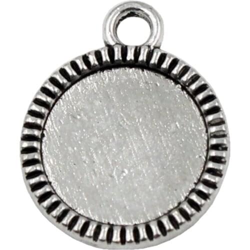 50pcs/lot Antique silver Cameo/Glass/Cabochon Frame bezel Settings, DIY-Accessory Pendant Charm,15x13mm(fit 10mm) K04500