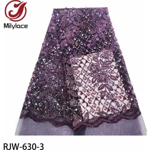 African Nigerian Lace Fabric for Sewing Dress Embroidered French Mesh Tulle Lace Fabrics Dress Women Lace 5 Yards RJW-630
