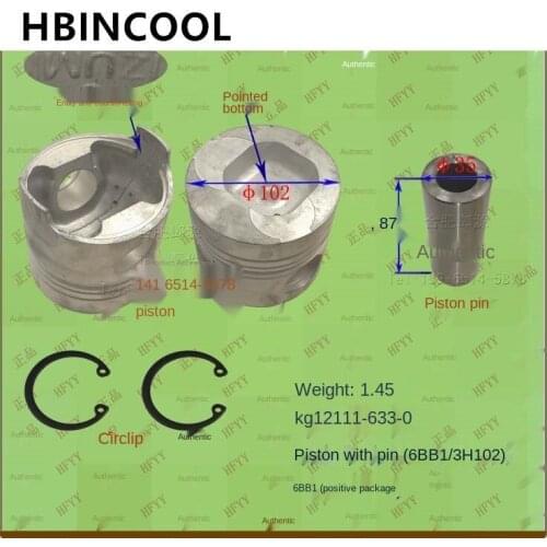For Forklift truck accessories Forklift engine piston with pin (6BB1-3H102) 6BB1 positive package High quality accessories