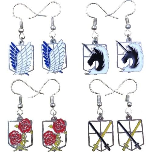 Anime Attack On Titan Four Legion Logo Wings Of Freedom Drop Earrings Women Female Mothers Day Unique Girl Jewelry Gift
