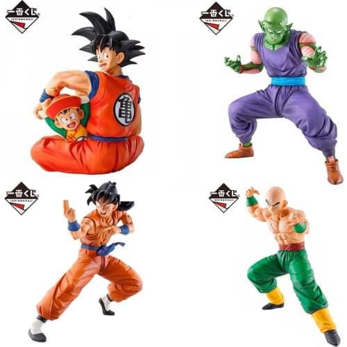 BANDAI Dragon Ball Son Goku GohanChiaotzu Tien Shinhan Piccolo Guard The Earth Ichibansho PVC Anime Figura Model Collection Kid