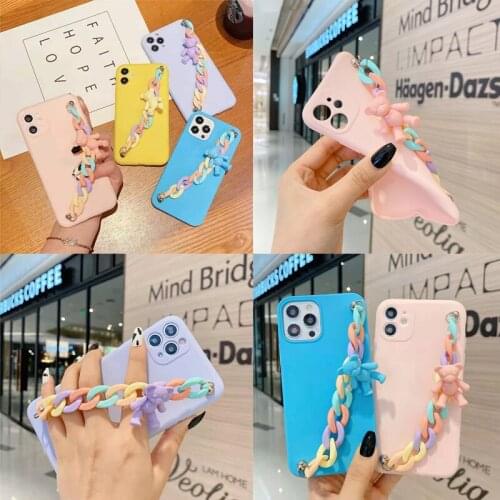 Cute Case For Samsung Galaxy S7 DEGE M31S M51 M01 M31 Prime M10/A10 M30S/M21 M20S/M10S/A20/A30 Candy Wrist Strap Chain Soft Case