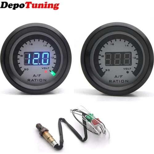 2"52mm Digital Air Fuel Ratio Gauge With Narrowband O2 Oxygen Sensor Car Gauge Fit for 12V Car