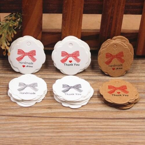 Handmade label tag 3x3cm100pcs Kraft color Lovely Gift Tags DIY flower shape cookies bakery favors decoration party suppiles