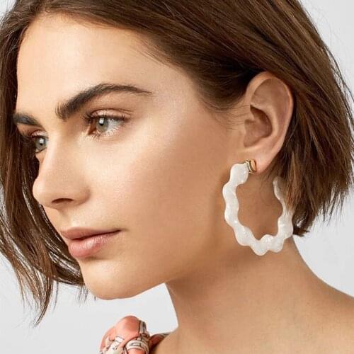 European And American Hot Jewelry Acetate Plate Alloy lace white Earrings Simple And Versatile Fashion Jewelry