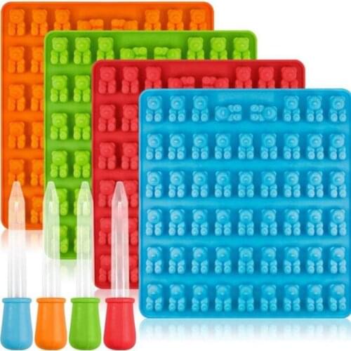 Chocolate Molds 1Pcs 15*16.5CM Kitchen Supplies Silicone Mold With Dropper 53 Holes Bear Style Cake Decorating Tools Baking Tool