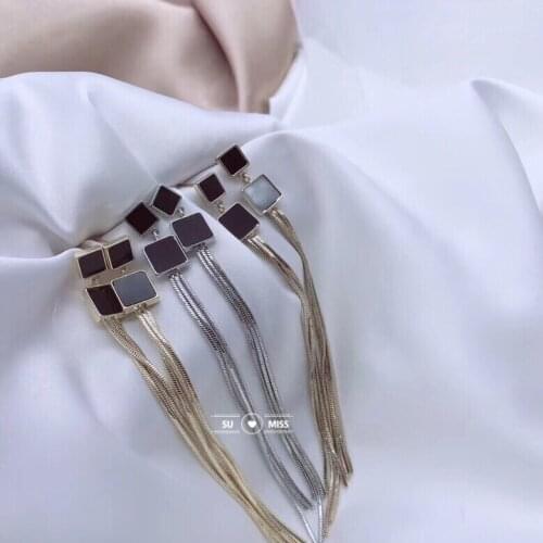 SU MISS personality fashion tassel earring show thin lady earrings pendant long female earrings