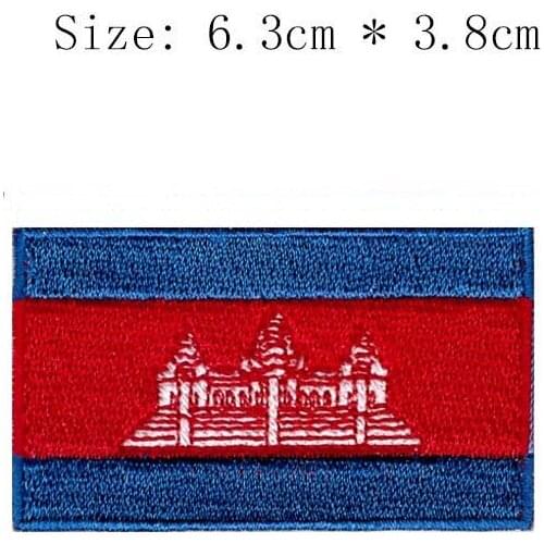 Cambodia embroidery flag patch Phnom Penh city emblem shipping for Motorcycle Jacket coat Wholesale iron sew right chest