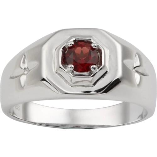 Natural Red Garnet Cross Ring Men 925 Silver Band 5mm Gemstone January Birthstone Birthday Capricorn Crystal Jewelry R524RGN