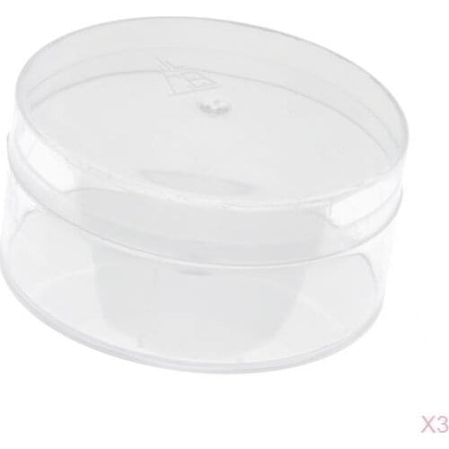 3pcs Round Plastic Container Watchmaker Watch Parts/Screws Storage 75 x 37mm