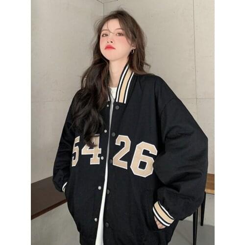 Women Coat 2021 Spring Hip Hop Patchwork Number 5426 Jackets Mens Harajuku Streetwear Bomber Jacket Men Baseball Coats Unisex