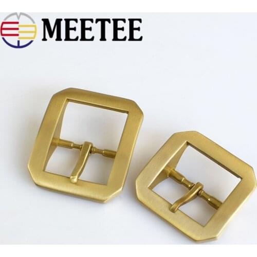 Meetee 4cm Width Pure Brass Belt Pin Buckle for Mens Simple Casual Cowboy Jean Buckles Accessories Fit 3.8cm Belts AP273