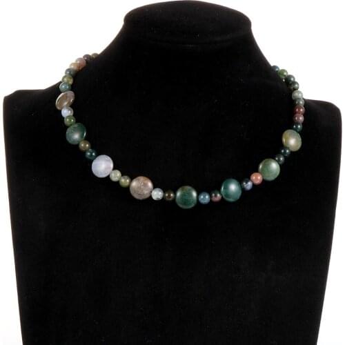Fashion Natural Stone Necklaces for Women Ethnic India Onyx Turquoises Tiger Eye Beaded Boho Choker Collares Dropshipping