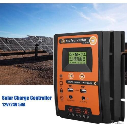 MPPT Solar discharge Controller 50A 70A USB LCD Display Solar Panel Battery Regulator Solar Charge Controller Home Garden Tool