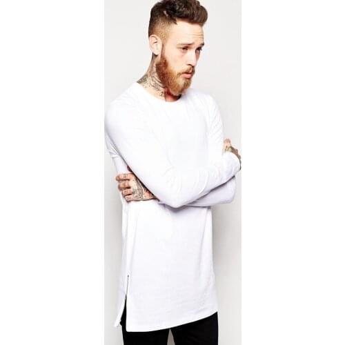 Oversized T Shirt Men Cotton man shirt long New Arrival Hiphop Tee Shirt Long Sleeve T-shirt Side Zipper Tshirt Free Shipping