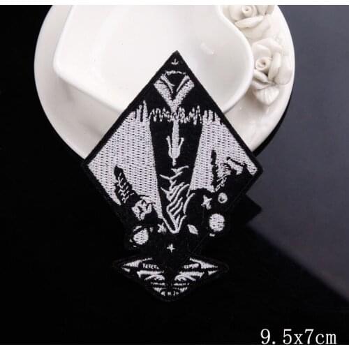 Nicediy Wolf Sign Skull Patch Embroidery Ironing Clothes Punk Patches For Clothing Finger Cat Badges Iron on Transfer Stickers