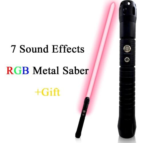 Original Movie Sound Laser Sword Black FOC Lock Up Metal Handle RGB 11 Color Change Lightsaber Blaster Saber Children Toys Gift