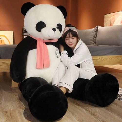 1PC 80/100cm Lovely Panda with Scarf Plush Pillow Giant Animal Treasure Panda Plush Toys Stuffed Soft Dolls Children Present