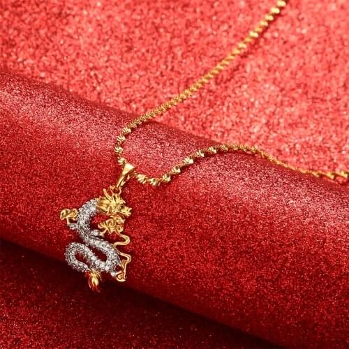 Dragon Model Pendant Necklaces Women Men Gold Color Jewellery Mascot Ornaments Lucky Symbol Gift