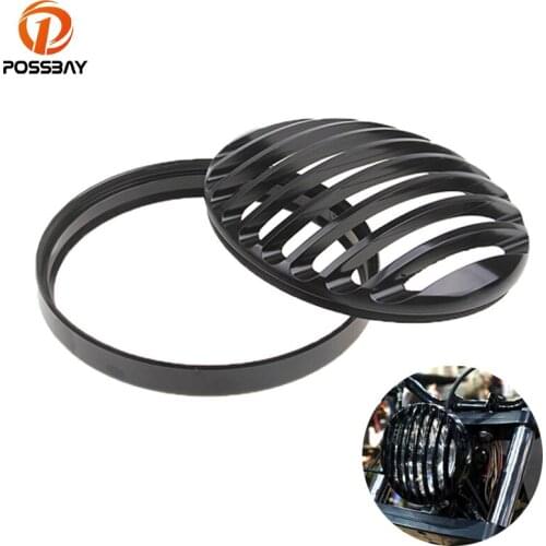 POSSBAY 5 3/4" Motorcycle Headlight Grilles Cover Motocross Black Headlamp Grills for Harley Sportster XL 883 1200 2004-2014