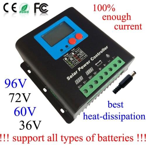 25A 72V Solar Charge Controller, Home Use 72V Battery Regulator 25A for Max 1800W PV Solar Panels Modules, LED&LCD Display