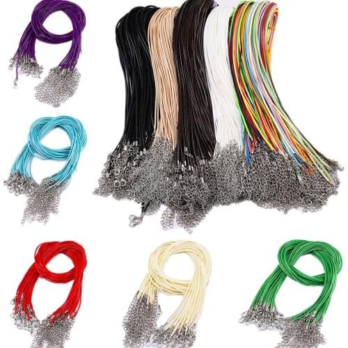 45cm sweater chain accessories wax thread rope PU leather necklace pendant pendant rope braided jewelry necklace rope