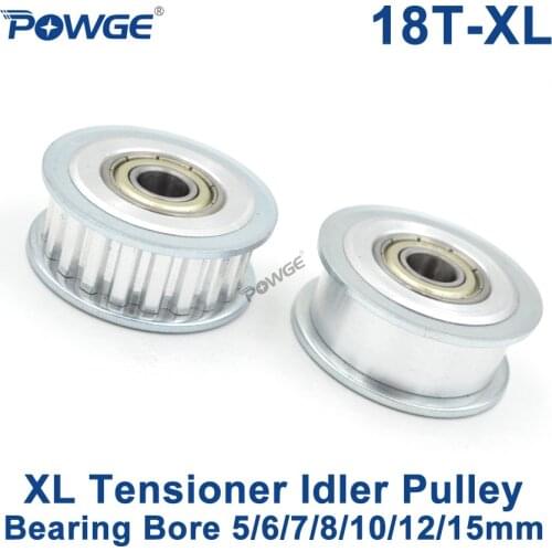 POWGE 18 Teeth XL synchronous Pulley Idler Tensioner Wheel Bore 5/6/7/8/10/12/15mm with Bearing Guide Passive pulley 18teeth 18T