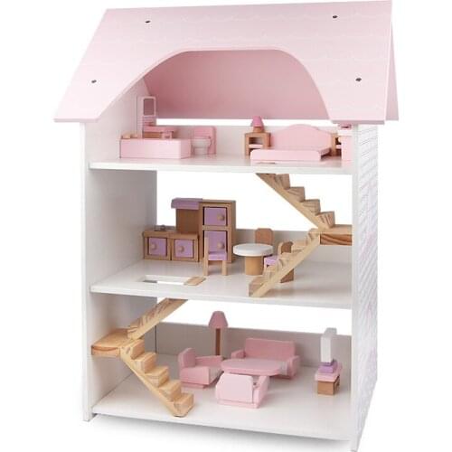 Family Series Mini Simulation House House Assembly Childrens Early Education Puzzle Wooden Folding Toy Simulation Furniture