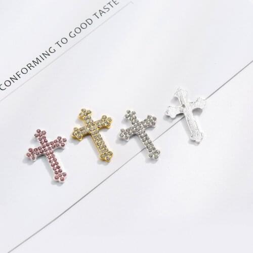Pretty 24*16mm cross rhinestone button can choose colors 10PCS/Lot(BTN-5432)