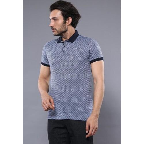 Blue Patterned Polo T-Shirt Wessi