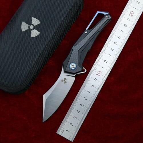 LEMIFSHE JR3412 Flipper D2 steel blade carbon fiber + steel handle outdoor hunting pocket kitchen fruit folding knife EDC tool