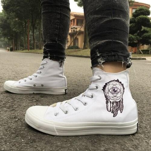 Wen Design Dreamcatcher Athletic Shoes Women White High Top Black Men Canvas Sneakers Outdoor Skateboarding Lace up Plimsolls