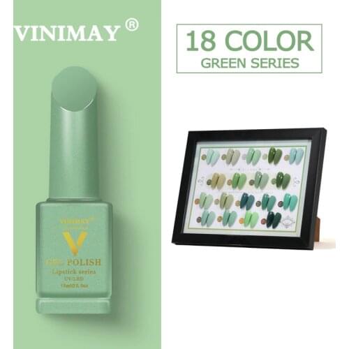 VINIMAY 18 Color Set Green Gel Nail Polish UV Nail Gel Lak Primer Soak Off Nail Art Design Lacque Nail Gel Varnish Gelpolish
