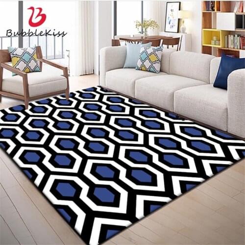Bubble Kiss Geometric Blue Diamond Lattice Pattern Rugs Customized Crystal Velvet Living Room Decor Carpets Mechanical Wash Mat