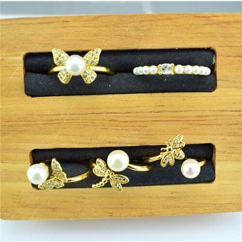 2021 South Korea new natural pearl dragonfly butterfly ring fashion temperament open female jewelry ring zircon fine ring