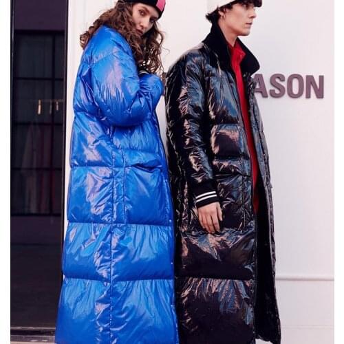 Winter S-7XL plus size 90% duck down coat female X-long thicker warm straight duck down parkas black blue fashion warm coat F222