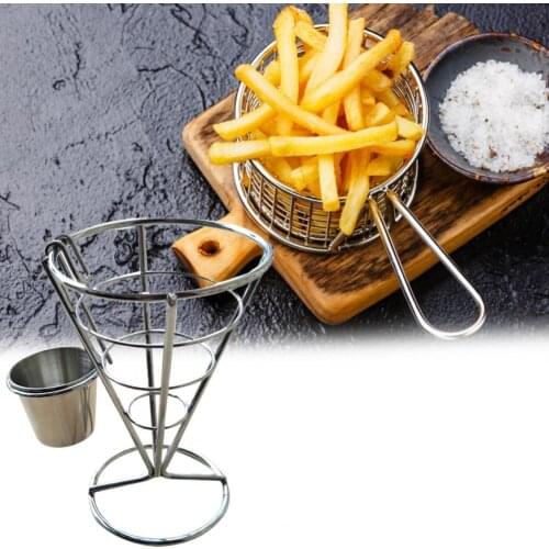 1 Set Useful Heat Resistant Safe French Fry Basket Stainless Steel French Fry Basket Convenient for Kitchen