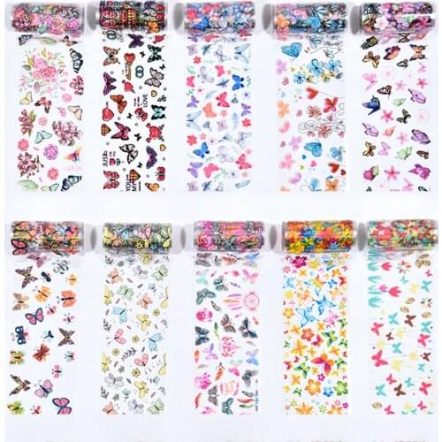 1Box Nail Art Transfer Foils Nail Sticker Tip Decal Decoration Design DIY Butterfly Polish Adhesive Sticker Nail Decals Foil M)1