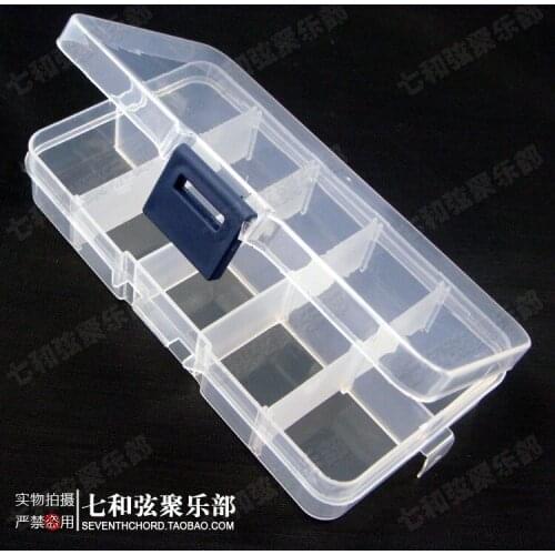 2 Pcs Transparent 10 Grids Cell Plastic Guitar Picks Case Storage Box,Bass Guitar Accessories DIY tools storage box