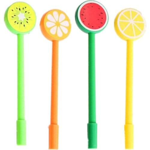 2Pcs /Lots Cute Fruit Lollipop Pen Gel Pencil 0.5mm Cute Stationery Office School Supplies For Student